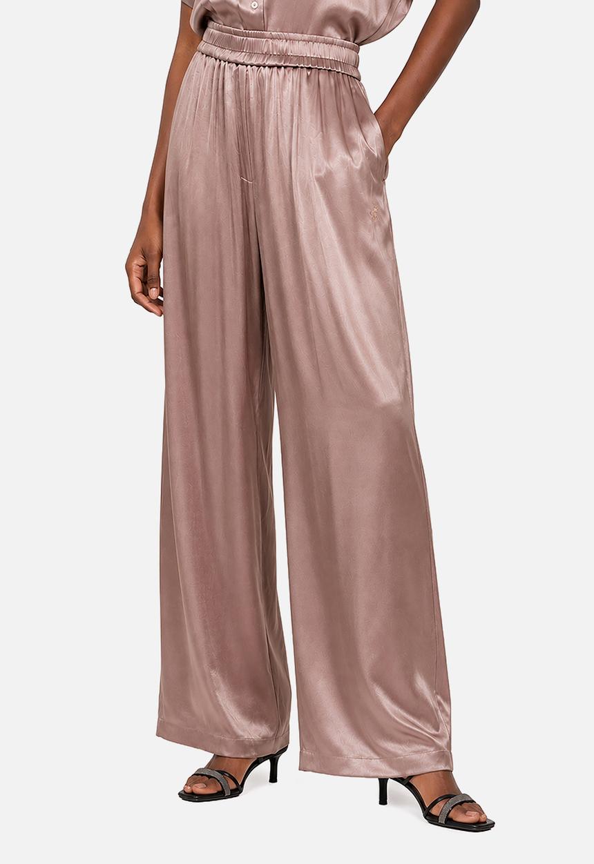 POLO - Wmn Gia Elasticated Wide Leg Pants - Mushroom