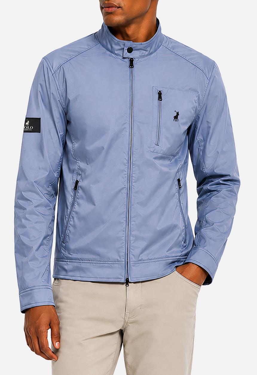 POLO - Mens PJC Long Sleeve Quilted Biker Jacket - Blue
