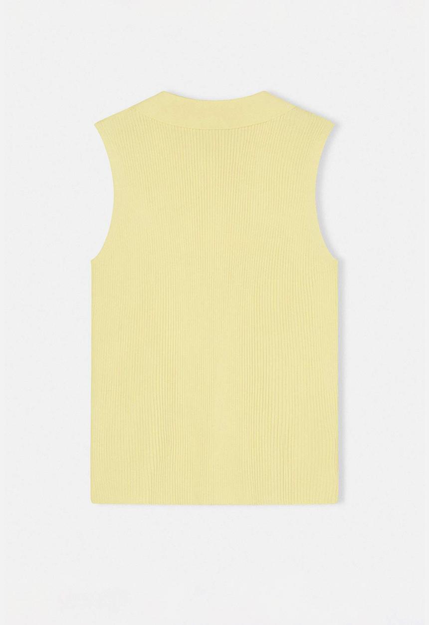 Trendyol - Plus polo neck ribbed knit blouse - yellow