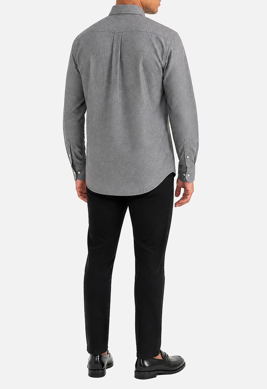 POLO - Mens Long Sleeve Classic Plain Oxford Shirt - Grey