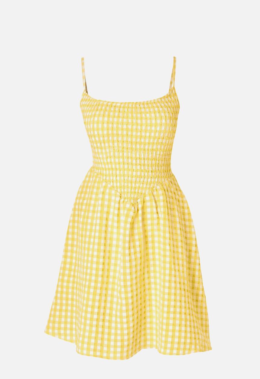 Trendyol - Plaid Mini Beach Dress - Yellow