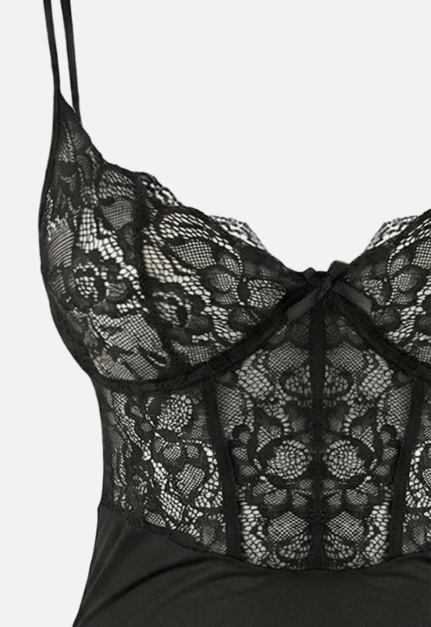Trendyol - Ruched babydollnightgown - black