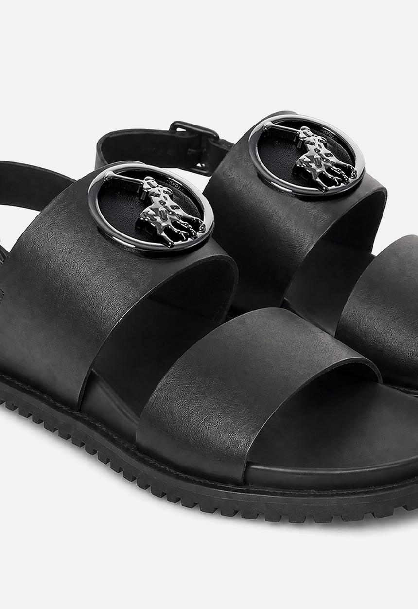 POLO - Moulded Leather Trim Sandal - Black