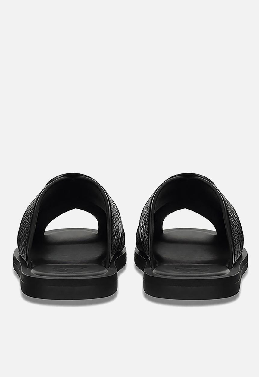 POLO - Braided Cross Leather Sandal - Black