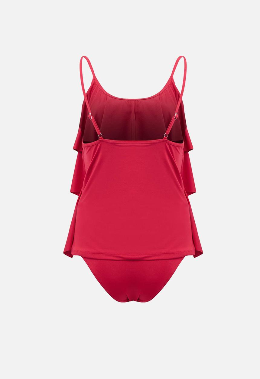 Trendyol - Flounce tankini bikini set - burgundy