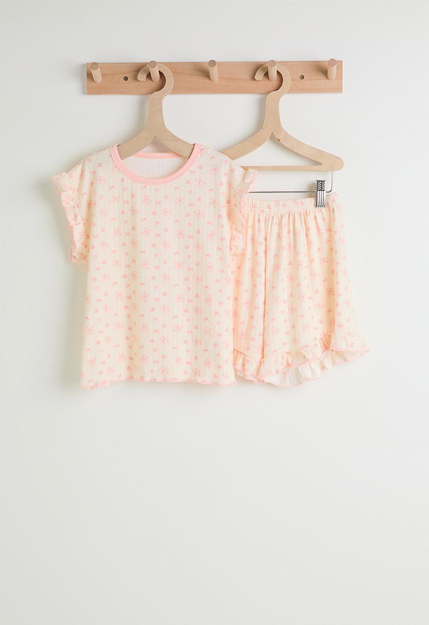Pop Candy - Aop tee and shorts - light peach