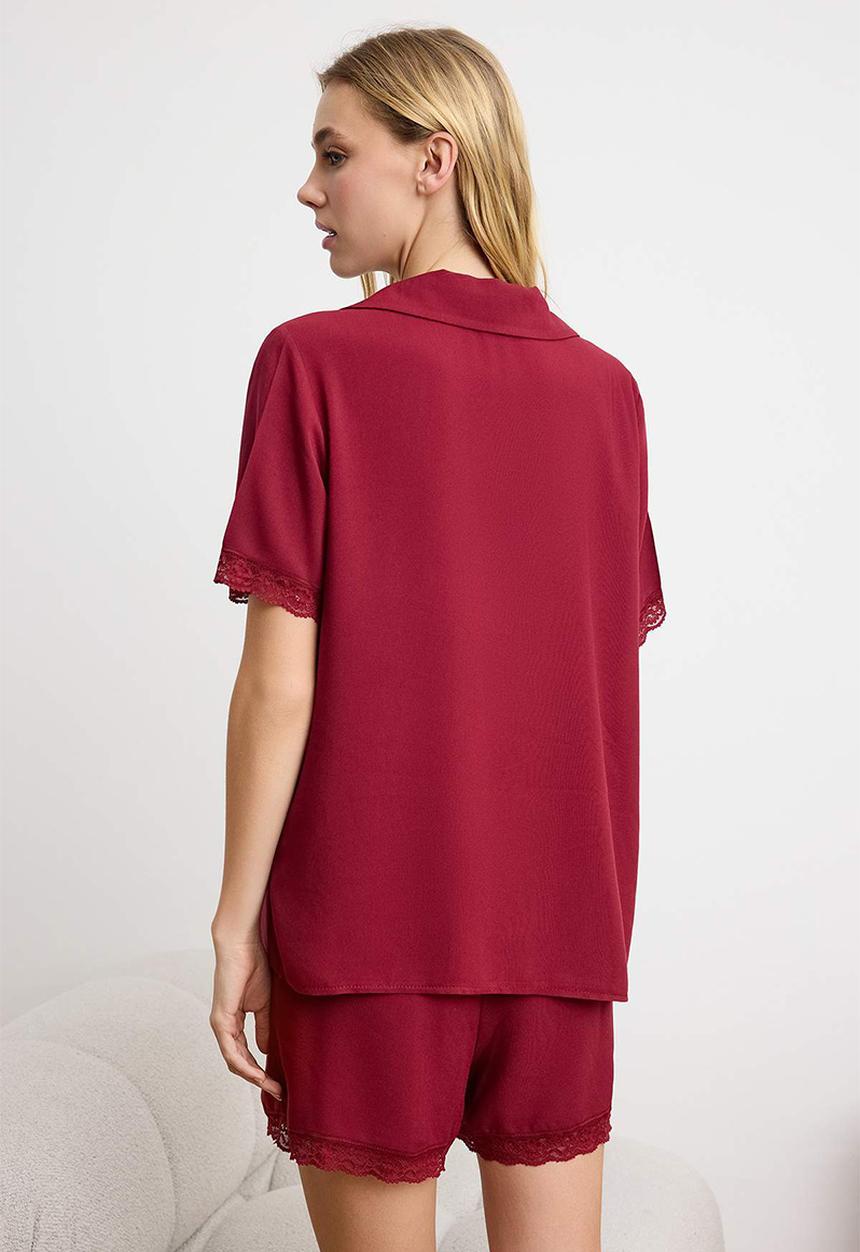 Trendyol - Lace pajamas set - burgundy