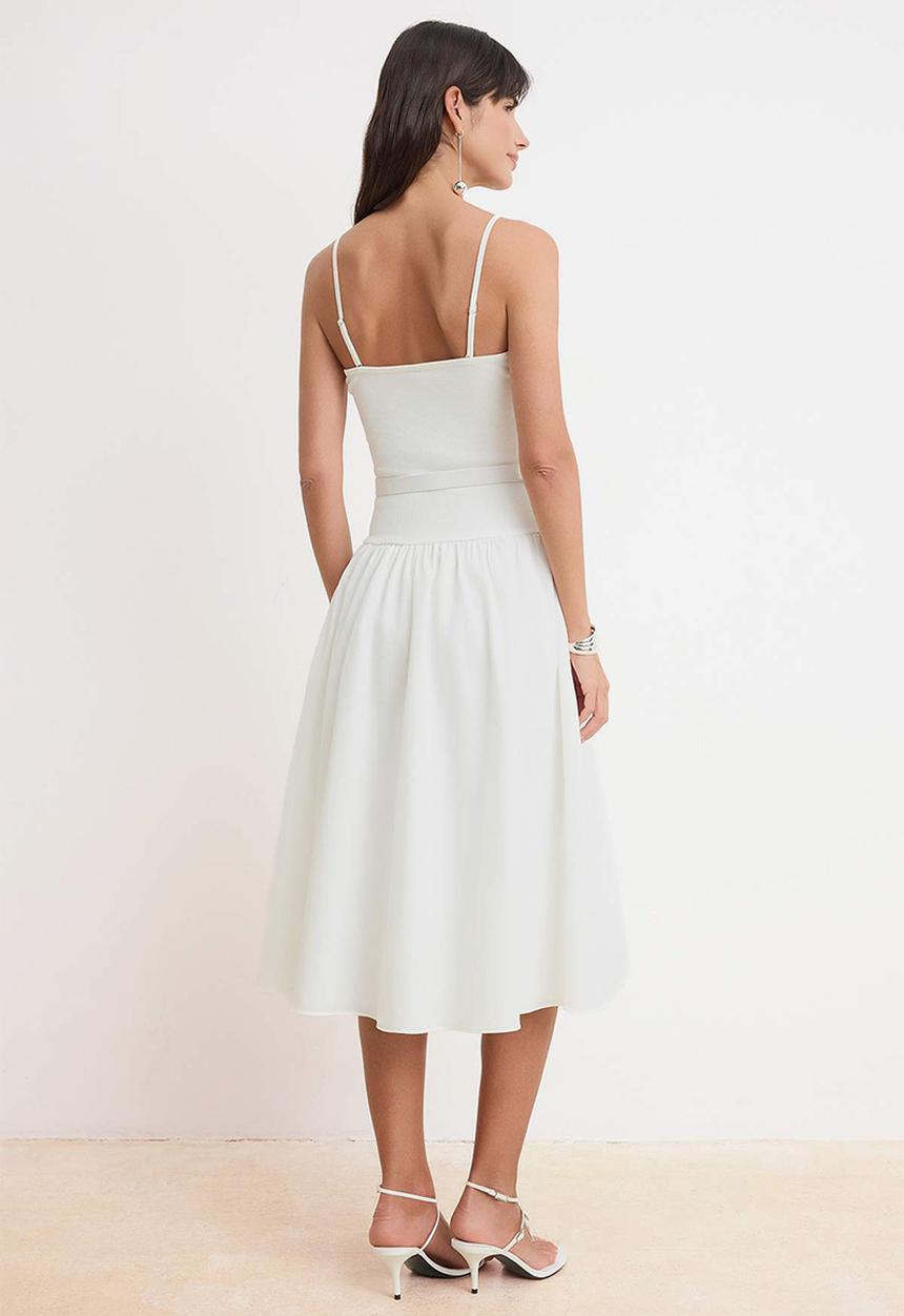 Trendyol - Strapless Cut-Out Midi Dress - Ecru