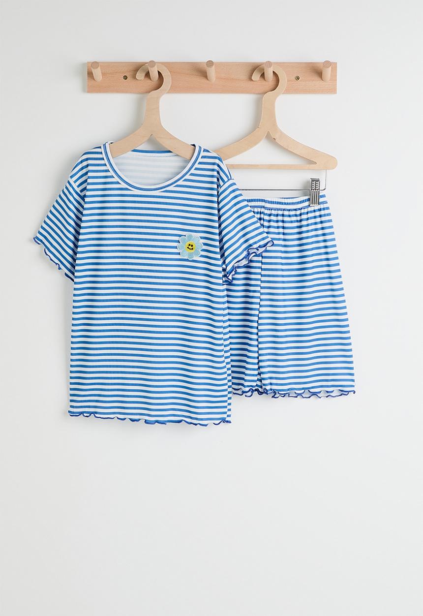 Pop Candy - Tee and shorts - blue stripes