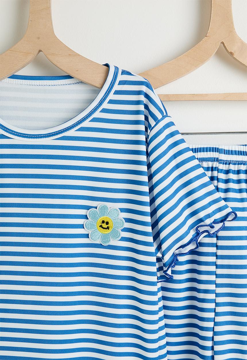 Pop Candy - Tee and shorts - blue stripes