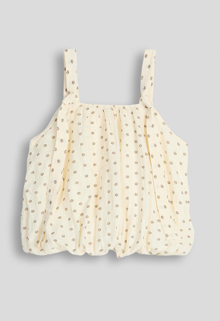 Pop Candy - Ditsy floral bubble hem top - cream