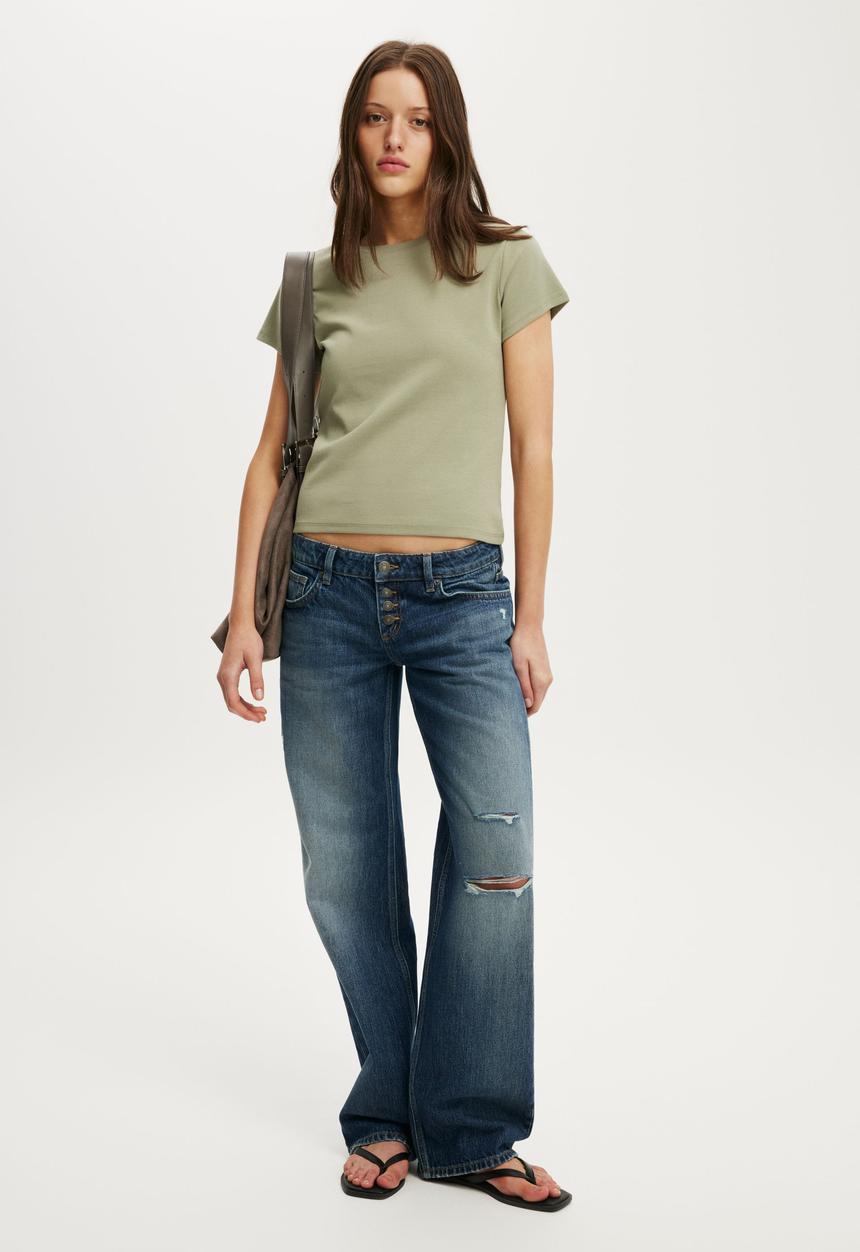 Cotton On - 90s Baby Tee - Pale Eucalyptus