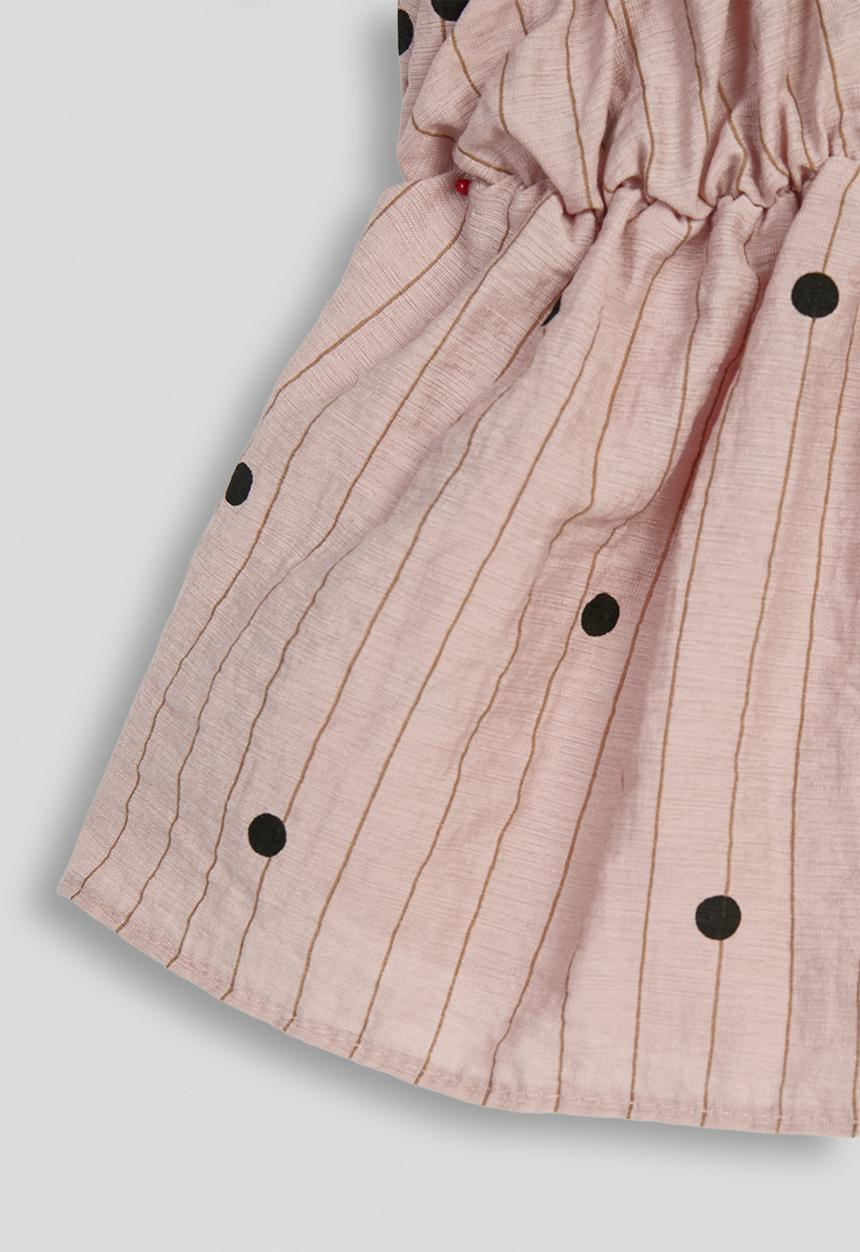 Pop Candy - Pin-striped smocked bodice top - mauve