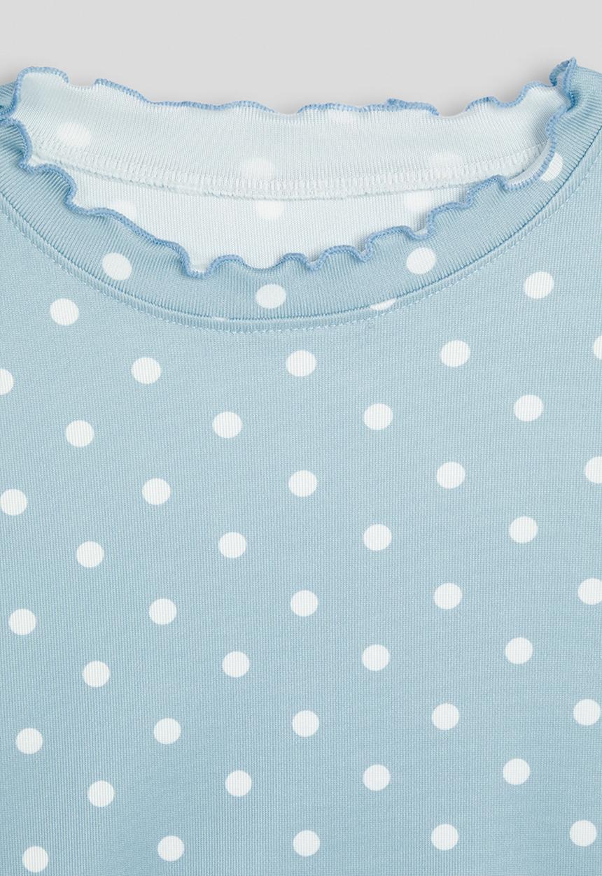 Pop Candy - Polka dot lettuce hem tee - light blue