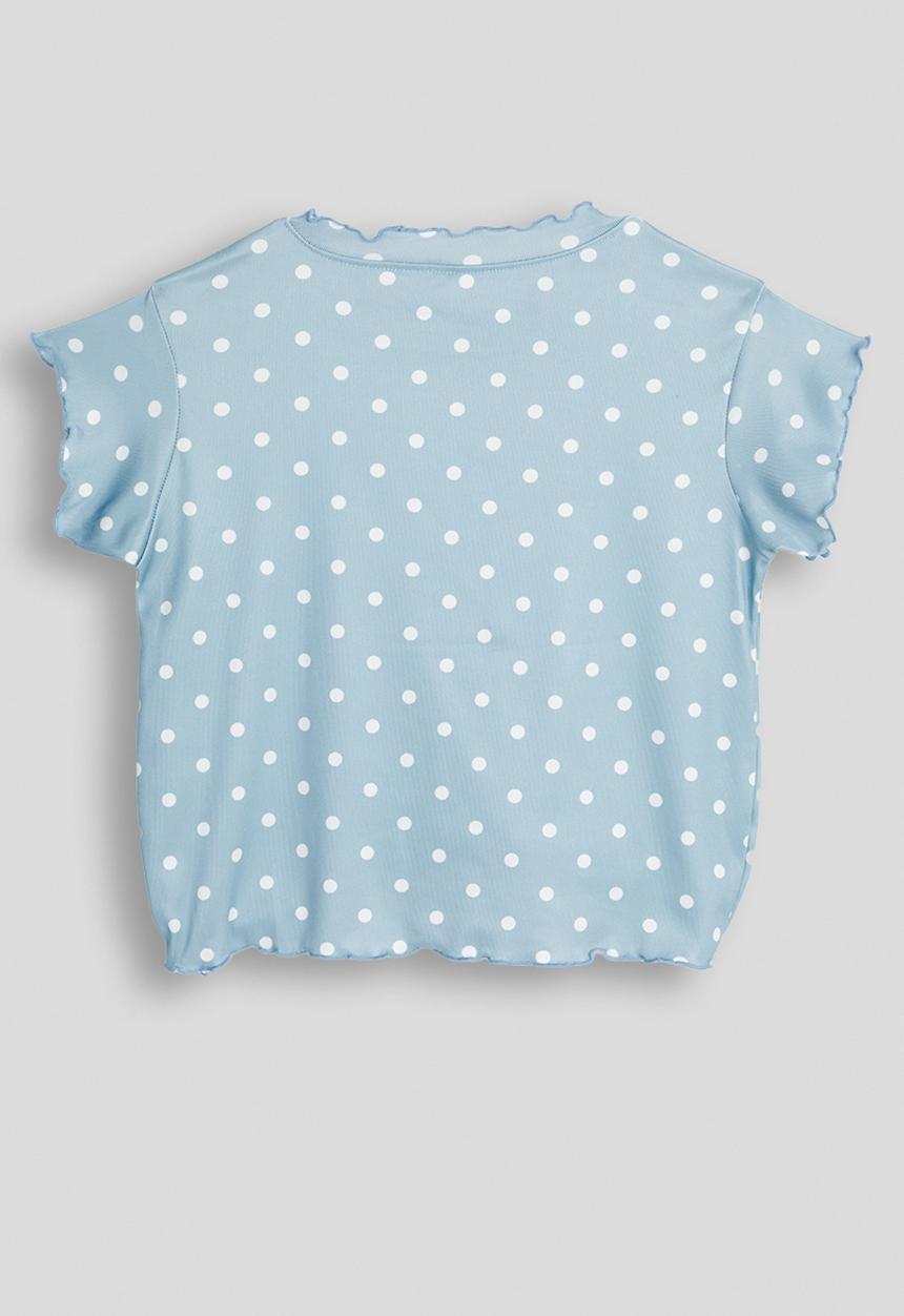 Pop Candy - Polka dot lettuce hem tee - light blue
