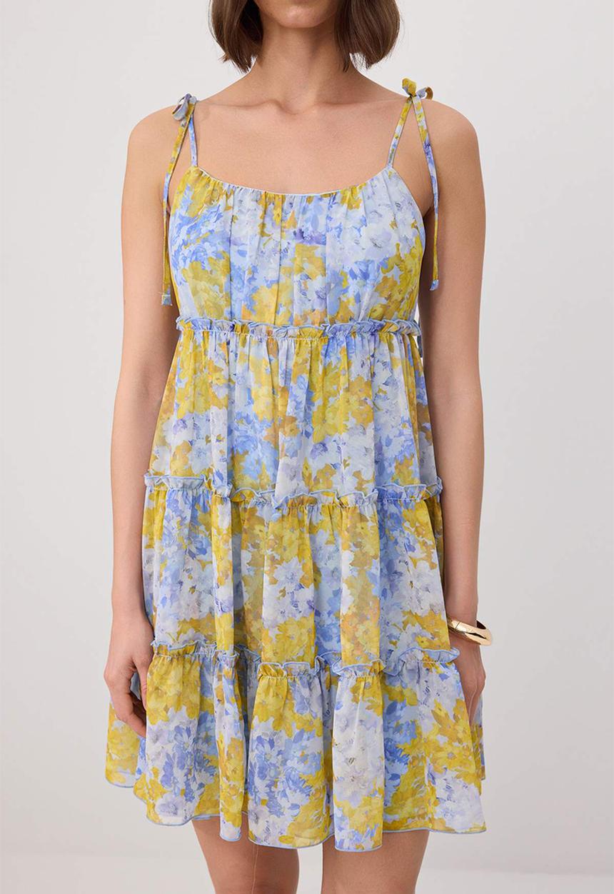 Trendyol - Floral Layered A-Line Chiffon Mini Dress - Multicolour