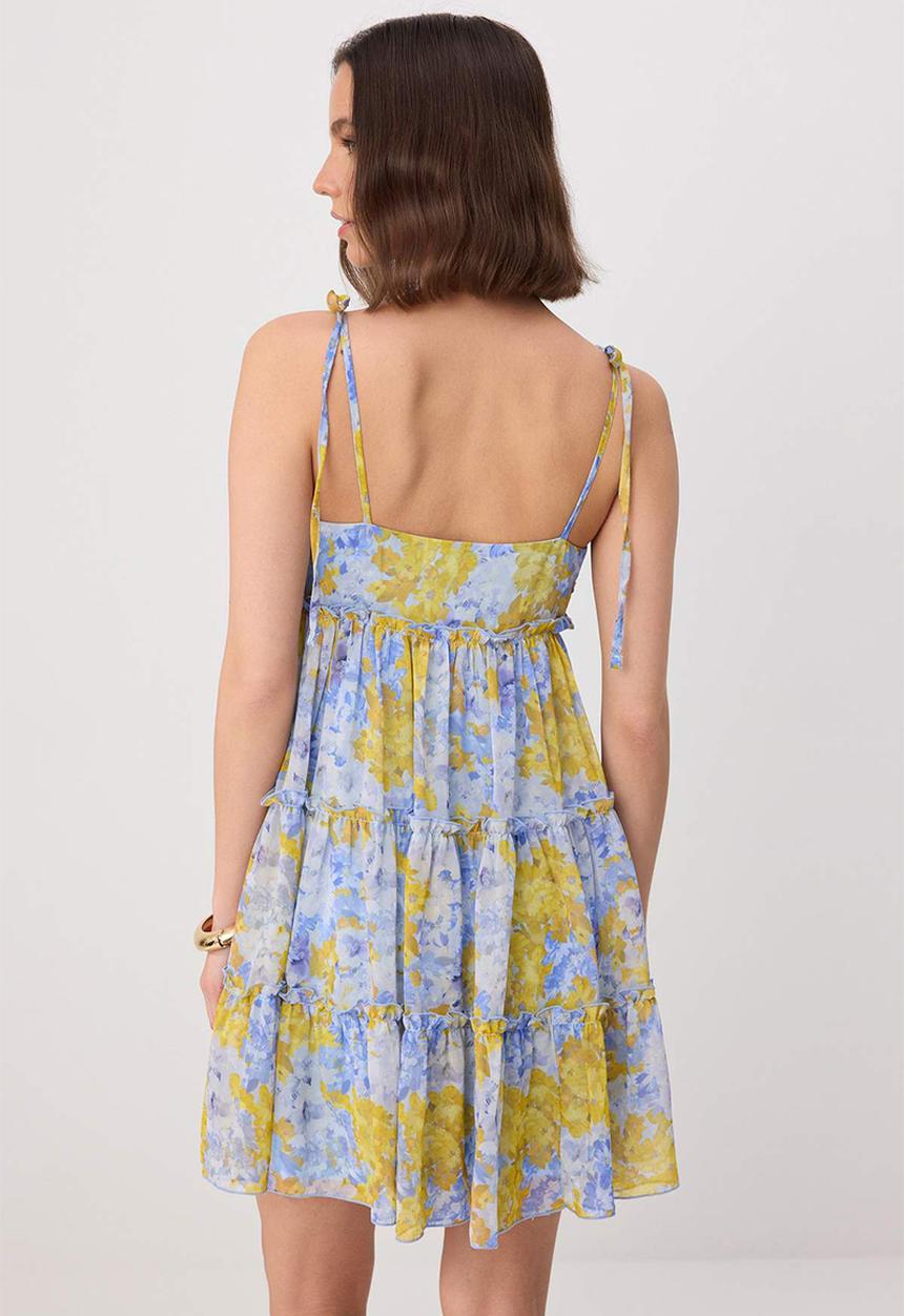 Trendyol - Floral Layered A-Line Chiffon Mini Dress - Multicolour