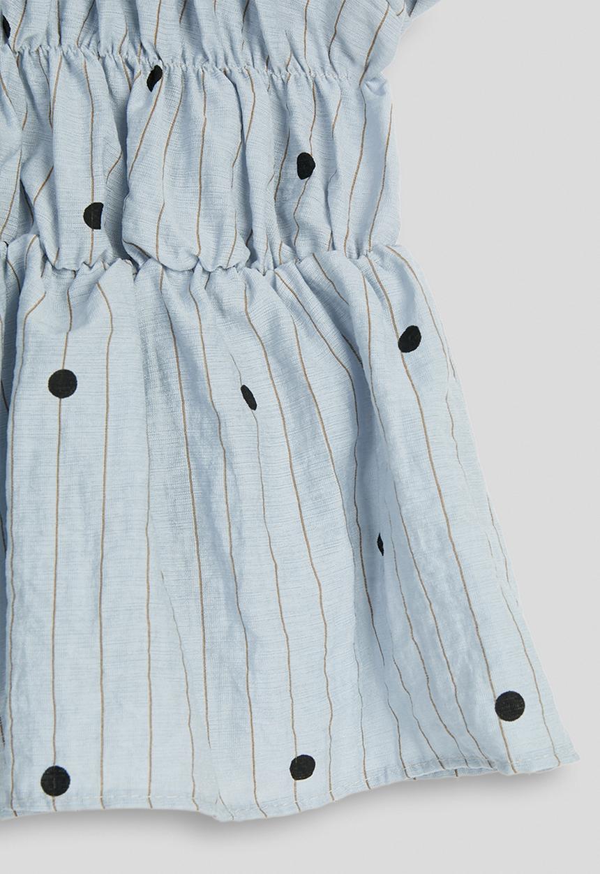 Pop Candy - Pin-striped smocked bodice top - powder blue
