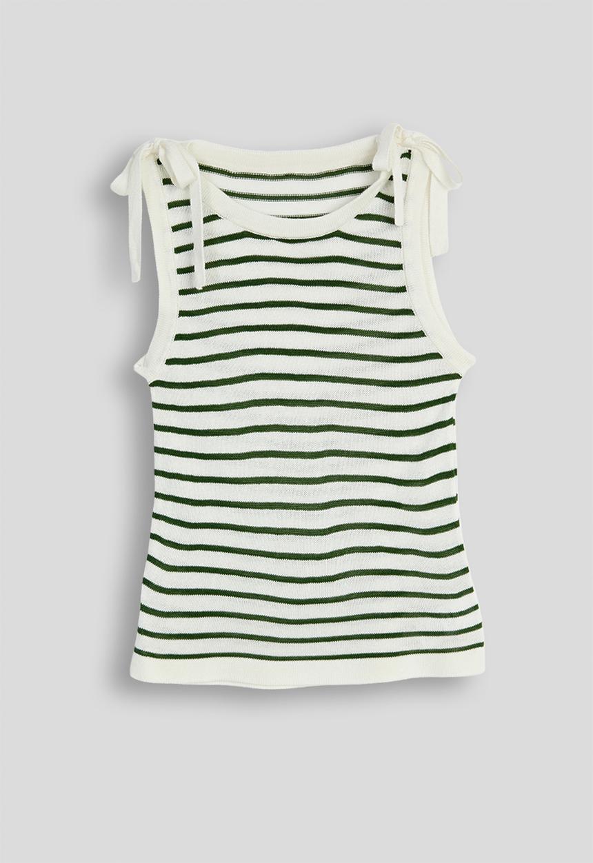 Pop Candy - Striped tank top - white & green