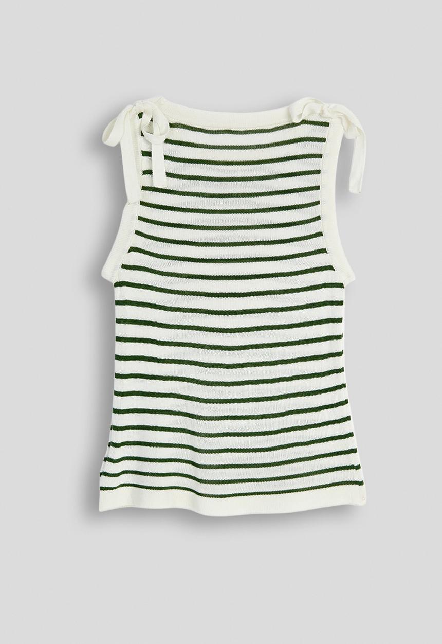 Pop Candy - Striped tank top - white & green