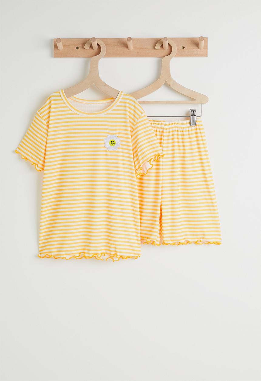 Pop Candy - Tee and shorts - yellow stripes