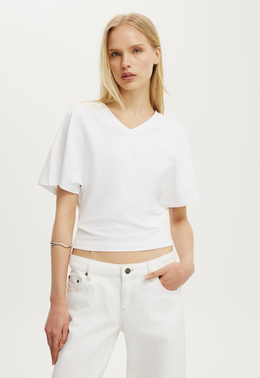 Cotton On - Blair Batwing V Neck - White