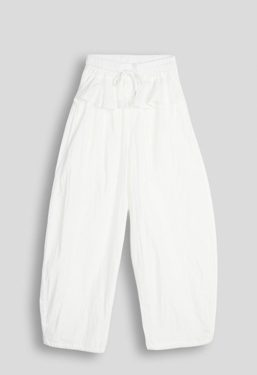 Pop Candy - Peplum frill pants - white
