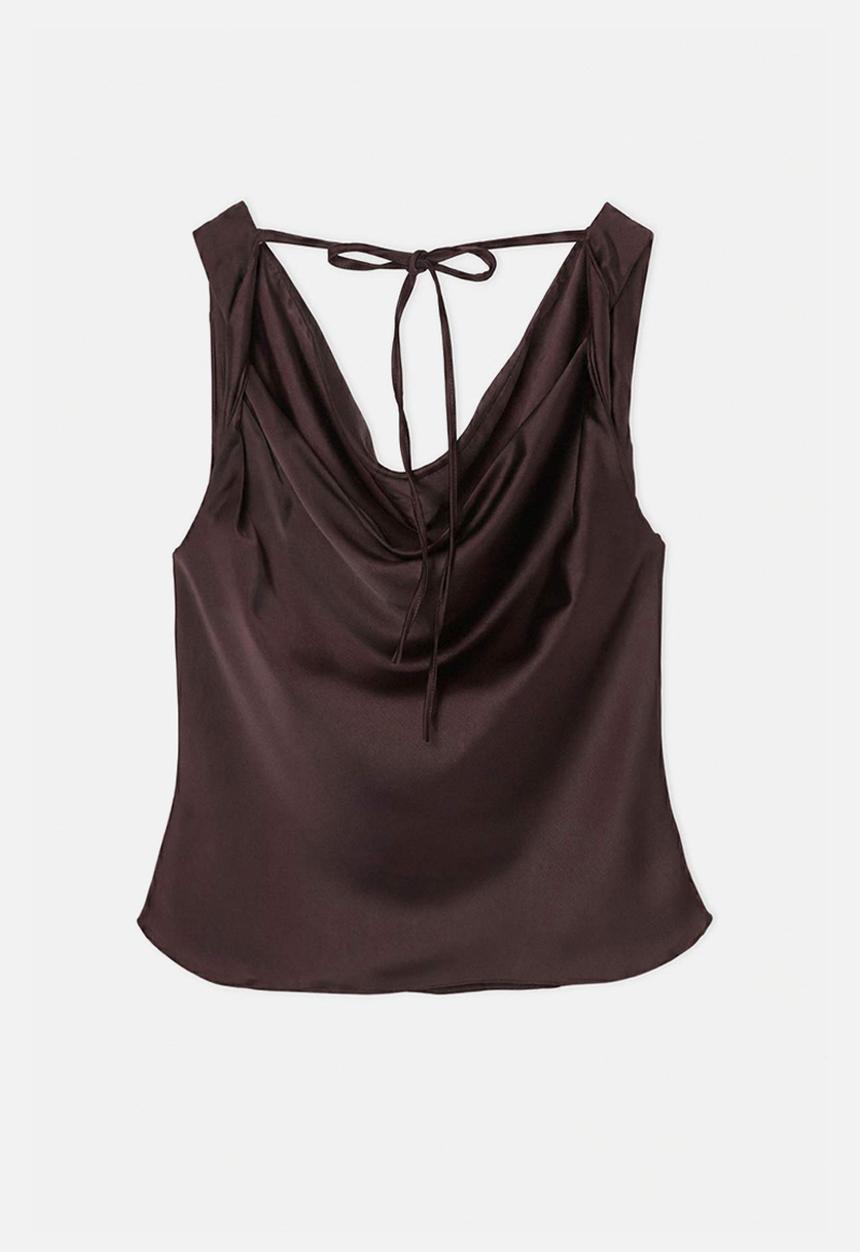 Trendyol - Plus satin woven blouse - dark brown