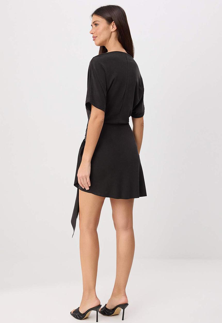 Trendyol - Premium Lyocell Bell-Shaped Mini Knit Dress with Accessory Detail - Black