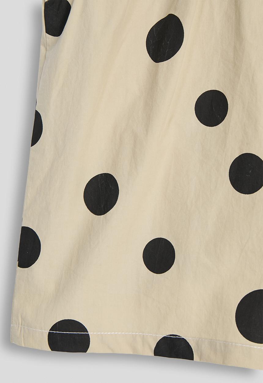 Pop Candy - Macro dot gathered neckline blouse - khaki