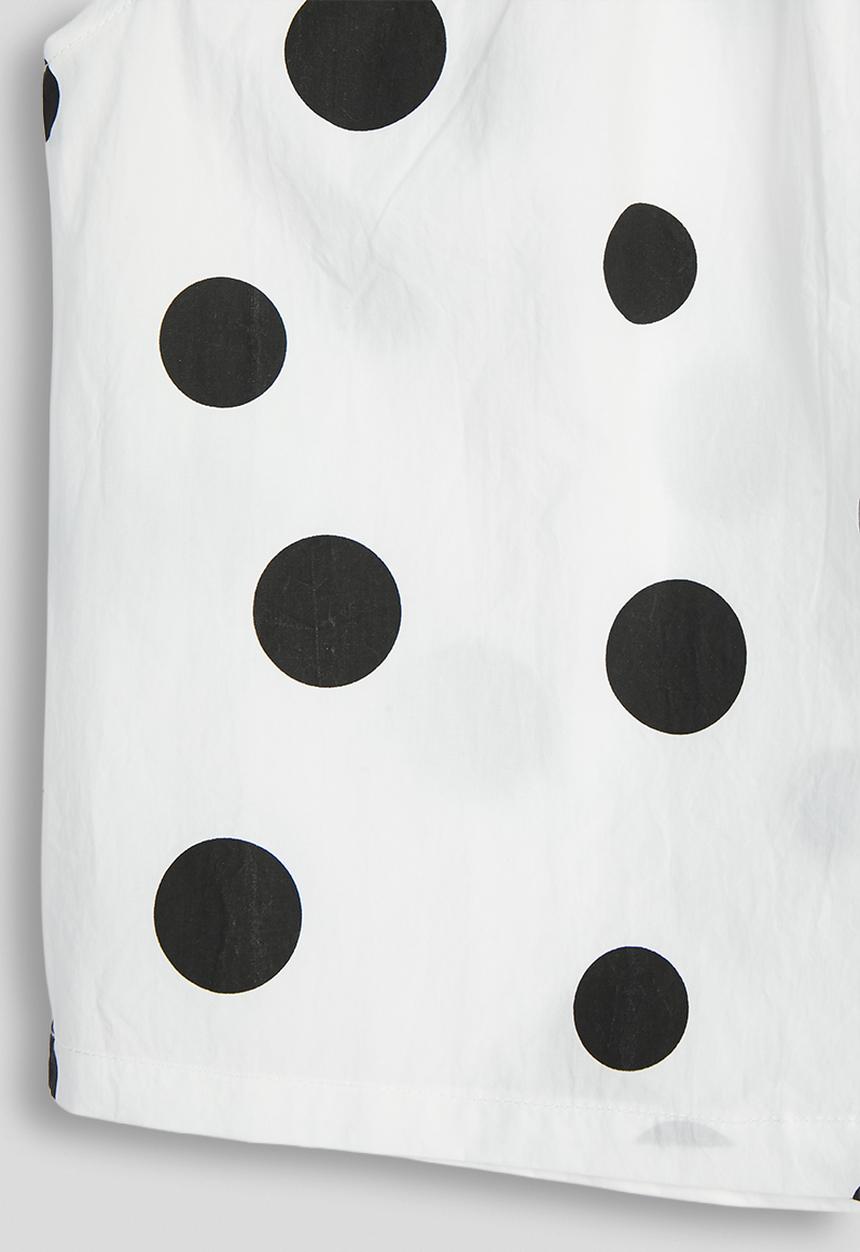 Pop Candy - Macro dot gathered neckline blouse - white