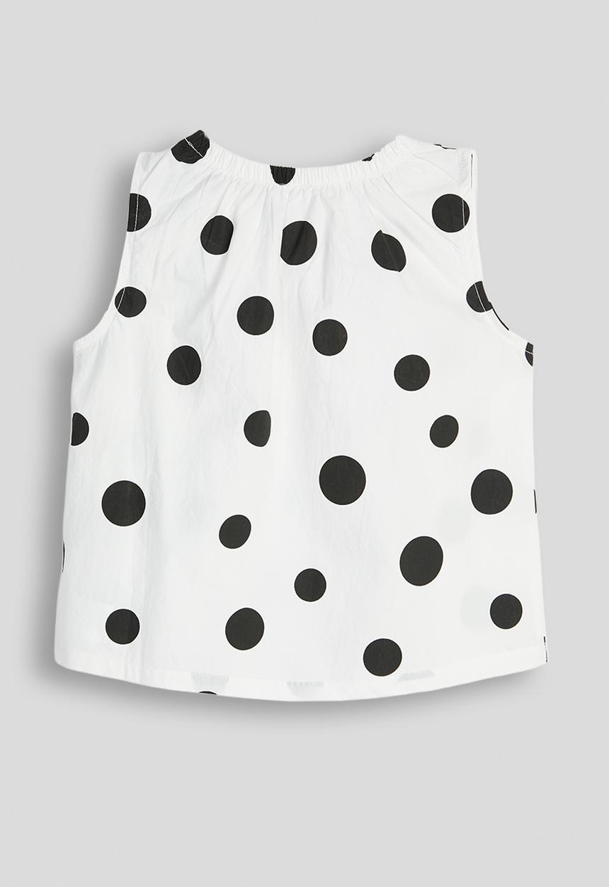 Pop Candy - Macro dot gathered neckline blouse - white