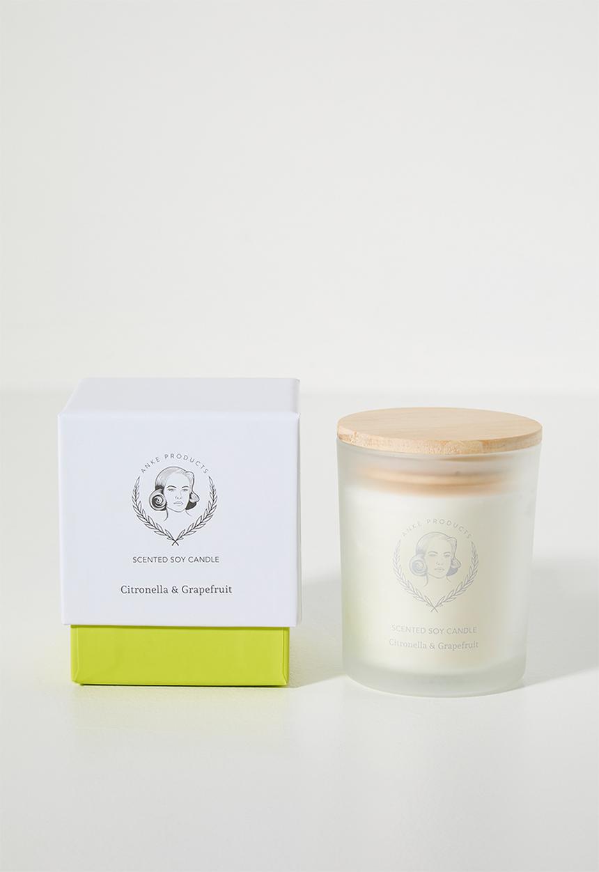 Anke Products - Citronella Grapefruit New Candle - white