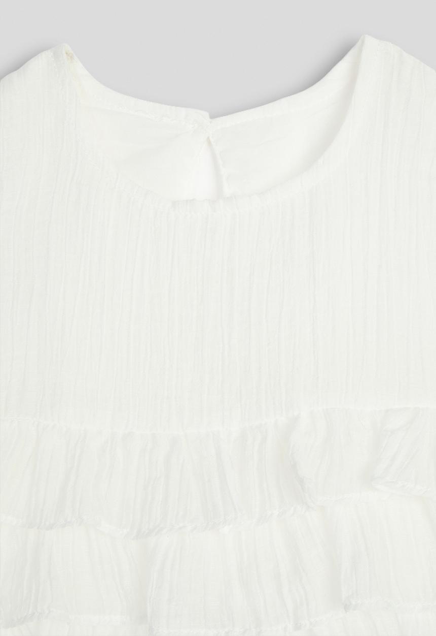 Pop Candy - Ruffle tier peplum top - white