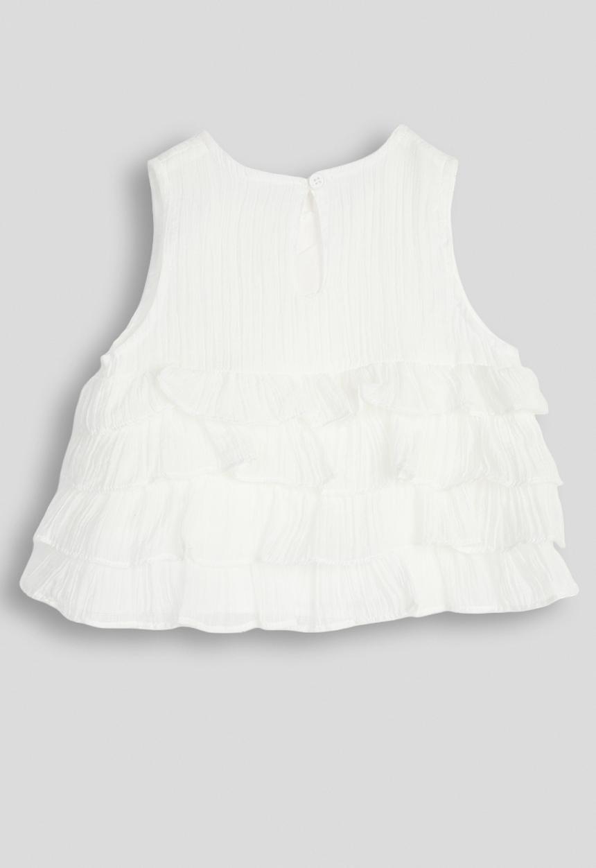 Pop Candy - Ruffle tier peplum top - white