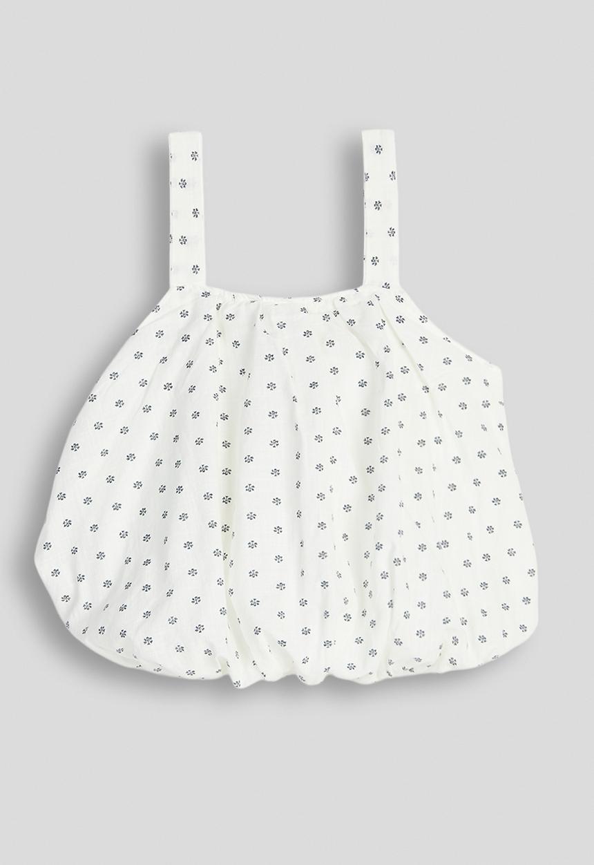Pop Candy - Polka dot print bubble hem top - white