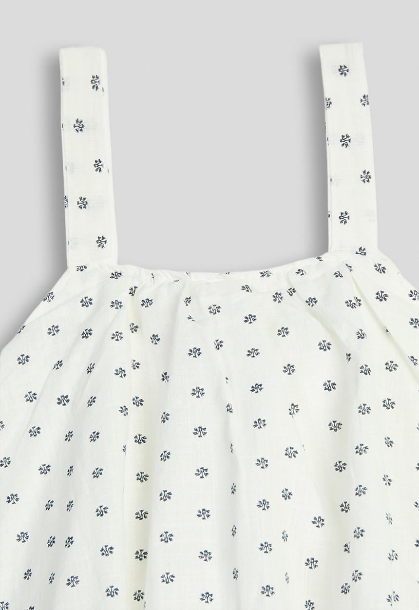 Pop Candy - Polka dot print bubble hem top - white