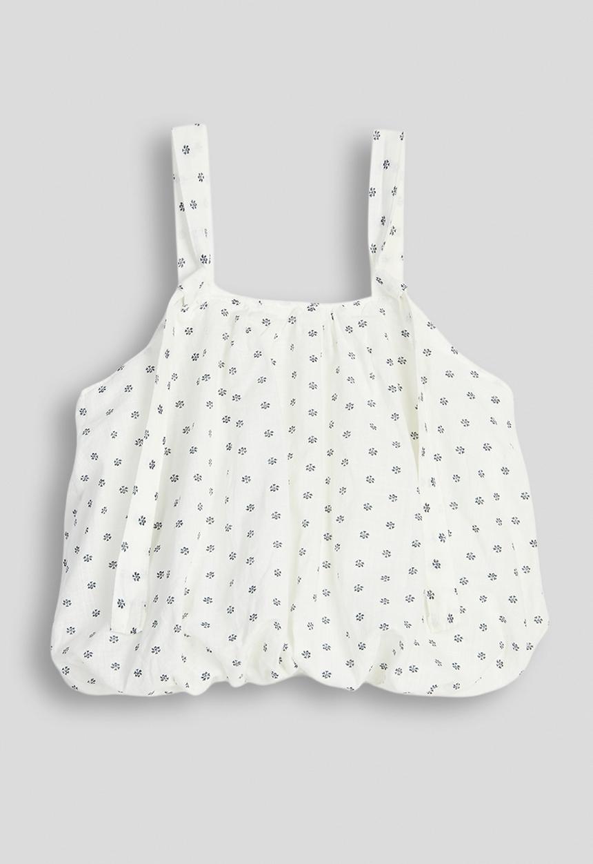 Pop Candy - Polka dot print bubble hem top - white