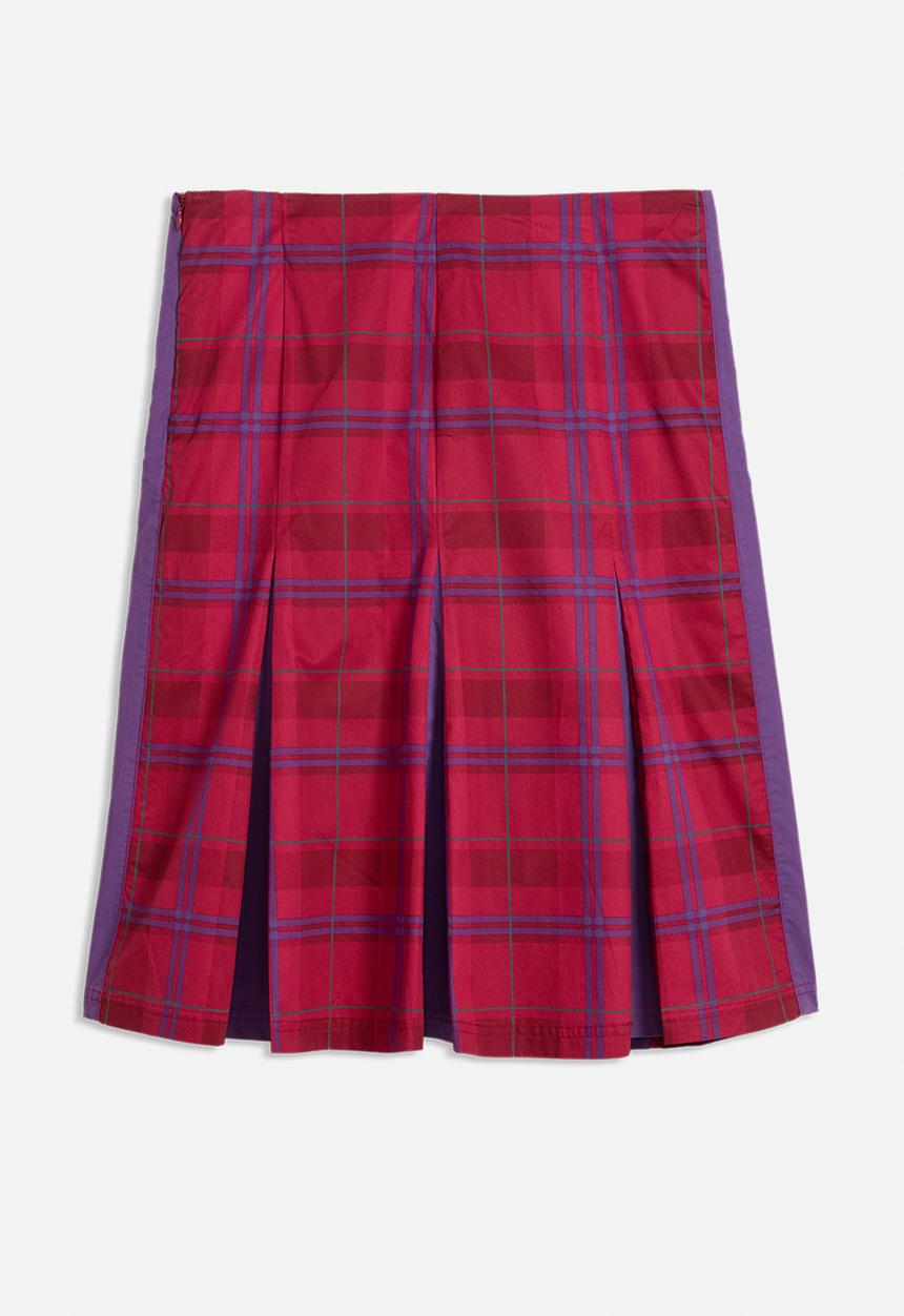 PUMA - T7 Pleated Tartan Woven Midi Skirt - Garnet Glow