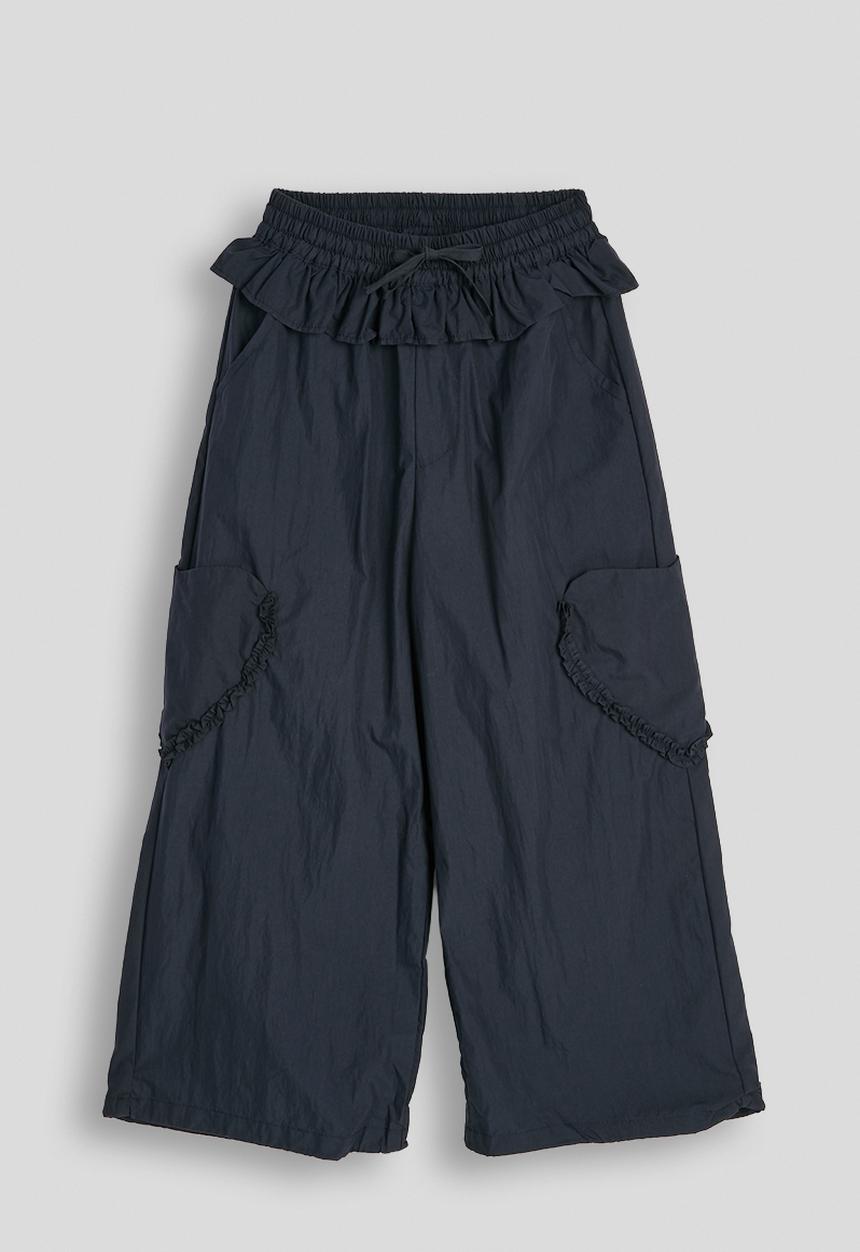 Pop Candy - Peplum frill cargo pants - dark navy