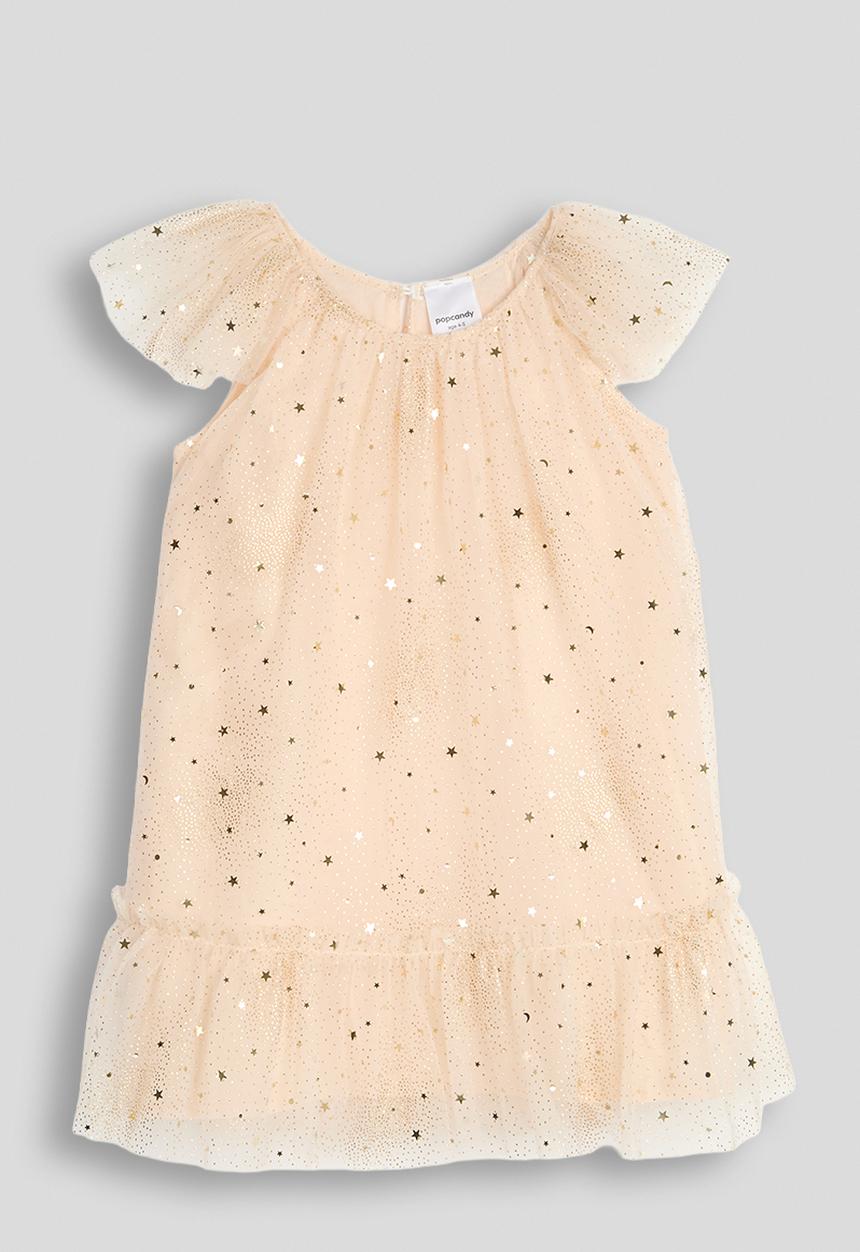 Pop Candy - Starry tulle mesh occassion dress - champagne