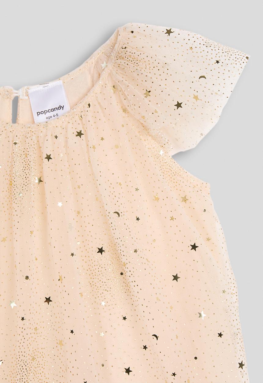 Pop Candy - Starry tulle mesh occassion dress - champagne
