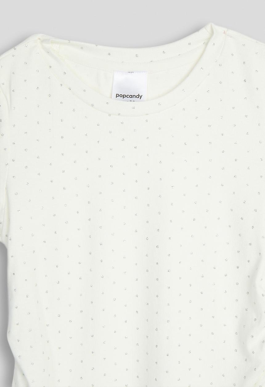 Pop Candy - Micro dot printed side ruched tee - white
