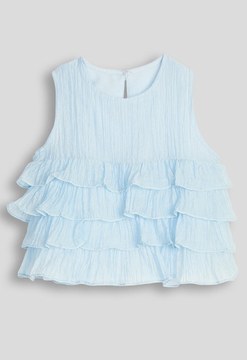 Pop Candy - Ruffle tier peplum top - pastel blue