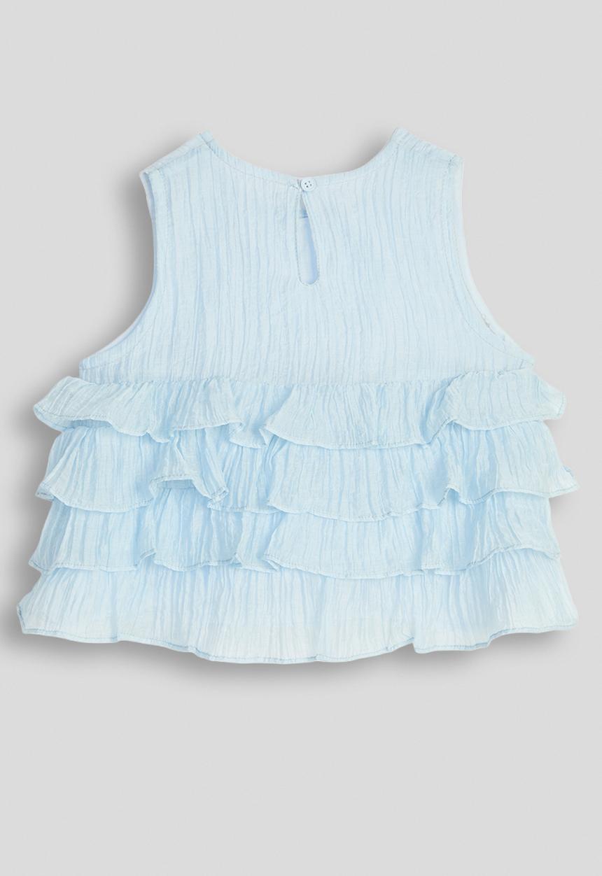 Pop Candy - Ruffle tier peplum top - pastel blue