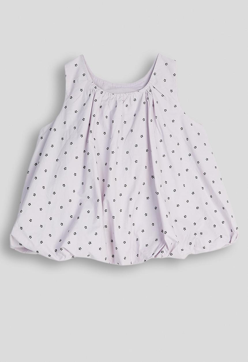 Pop Candy - Mini floral bubble hem top - light lilac