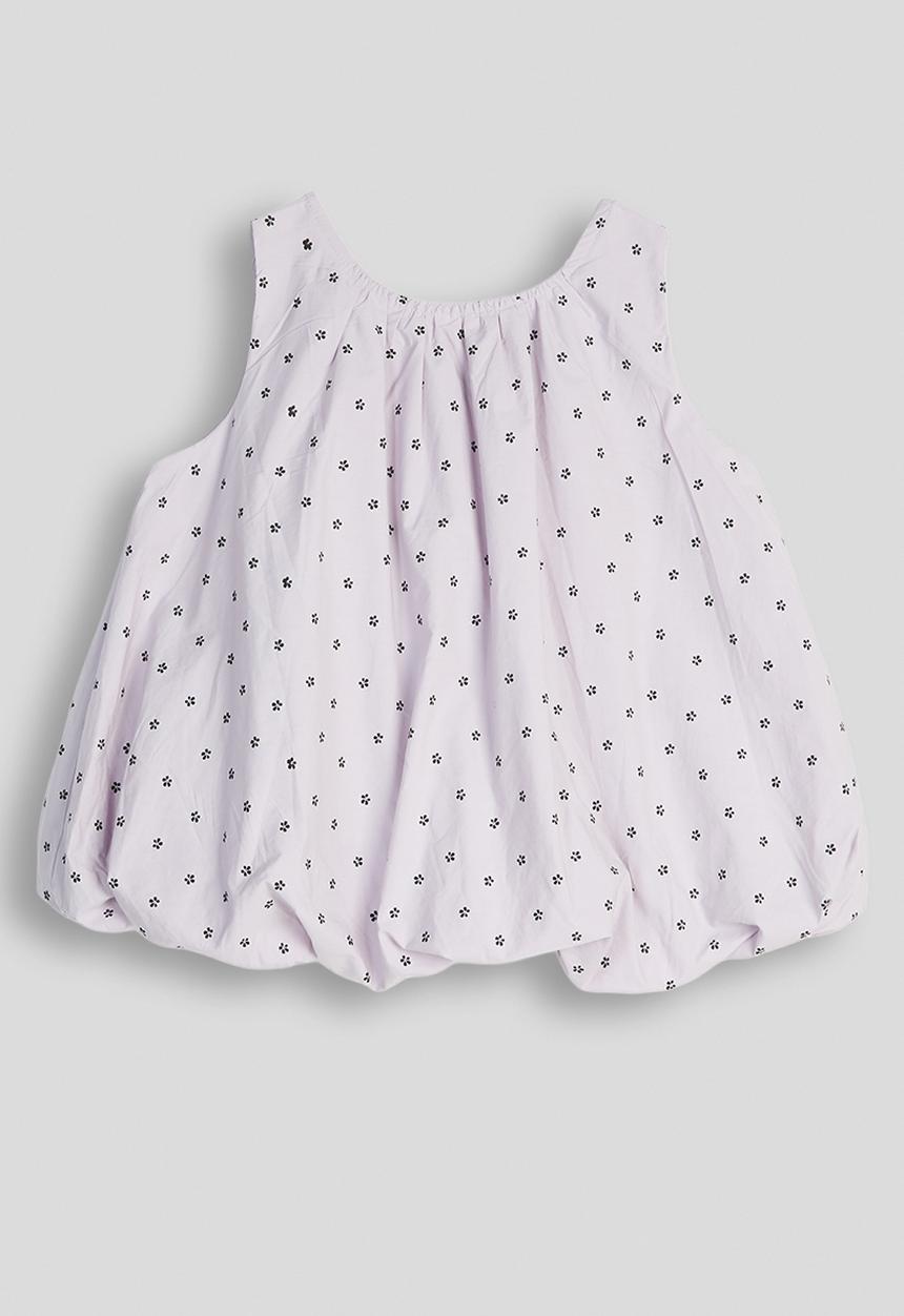 Pop Candy - Mini floral bubble hem top - light lilac