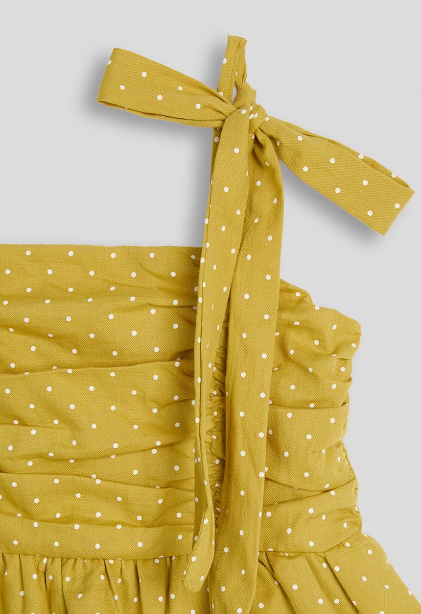 Pop Candy - Polka dot layered peplum cami - mustard