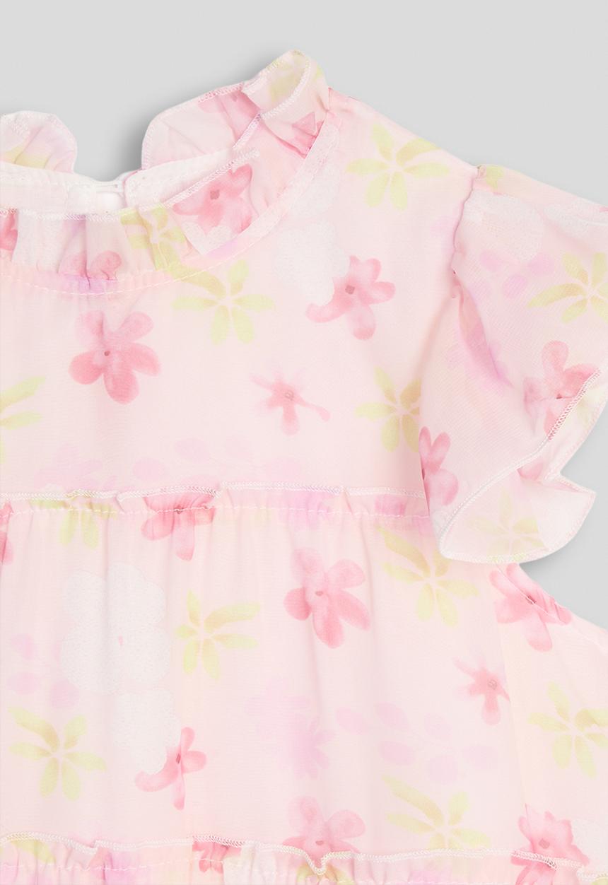 Pop Candy - Tiered fit & flared dress - pink/floral aop