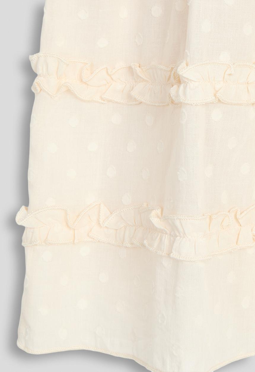 Pop Candy - Polk dot ruffle tier cami dress - oatmeal